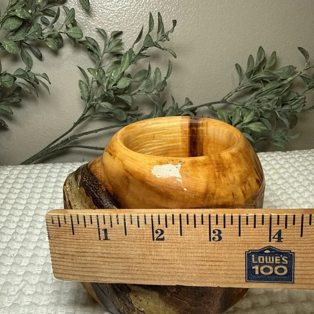 Hand Turned Natural Edge Wood Vase Studio Art Decorative Vessel Rustic 4” Vtg